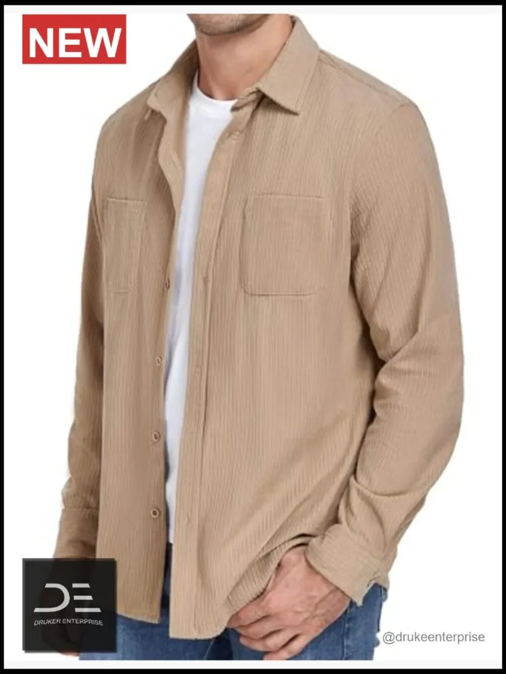 Men's Corduroy Shirt Jacket Casual Button Down Overshirt with Pockets